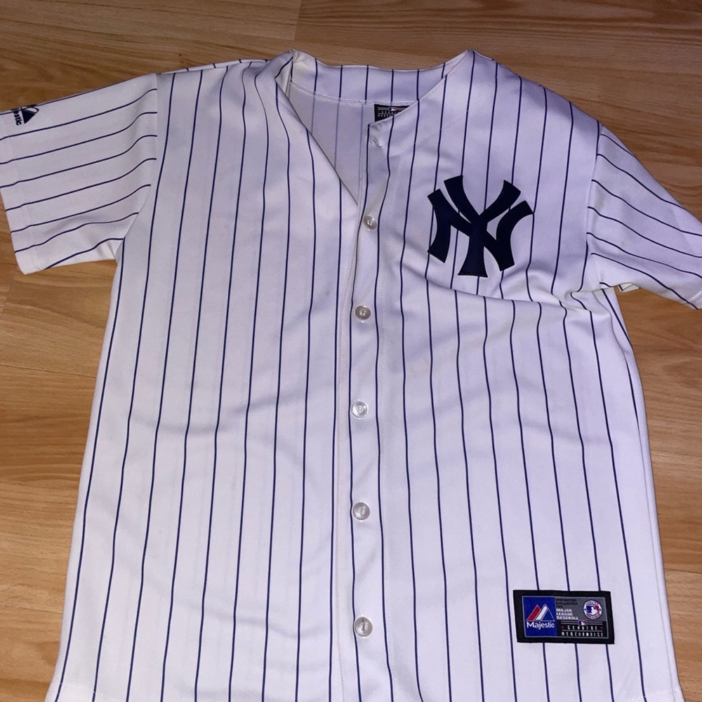 White Yankee Pinstripe Baseball Jersey